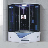 Cabine de douche hammam avec bain à remous intégré, sauna intérieur de luxe avec cabine en verre pour spa à domicile