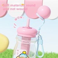 Vaso de PC con Recubrimiento, Asa y Pajita, Infusor de Té - Diseño de Dibujos Animados, Portátil, de Gran Capacidad, Doble Uso, para Niños y Niñas, Uso en Exteriores