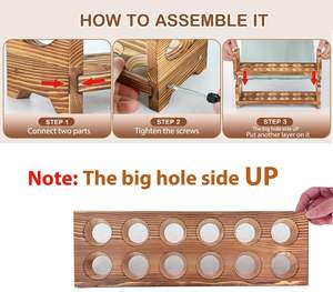 Soporte de madera para huevos, organizador y estante de almacenamiento estilo rústico con asa para guardar huevos de gallina/pato/codorniz/pavo/huevos de Pascua - Product Image 6