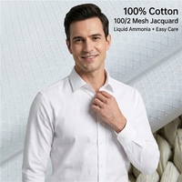 Tissu blanc léger en maille jacquard peignée 100 % coton à fibres longues de qualité supérieure, blanchi et fini à l'ammoniaque liquide, facile d'entretien
