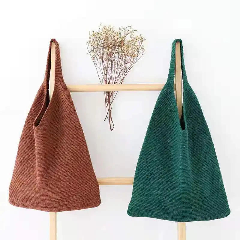 2024 new arrive Large-capacity Crochet Shoulder Bag Fashion Vintage Hand Knit Colorful Cotton Thread Bag Tote handbag