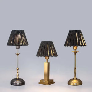 Moderna elegante lampada da tavolo <span class=keywords><strong>Beige</strong></span> bordo nero fatto a mano cinese francese Design <span class=keywords><strong>paralume</strong></span> in finta seta per l'illuminazione dell'home Office - Product Image 3