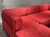 Canapé convertible en velours orange en forme de L, rembourré, compressé, moderne, minimaliste, modulaire, pour salon