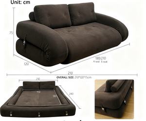 Sofá Moderno Color Marrón Oscuro con Diseño de <span class=keywords><strong>Canguro</strong></span>, Sofá <span class=keywords><strong>Cama</strong></span> Plegable de Espuma al Vacío, Tapizado en Tela para Apartamentos Pequeños - Product Image 4