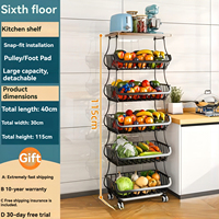 Étagère de rangement multi-niveaux pour fruits et légumes, en acier au carbone anti-rouille, sur pied, pour cuisine domestique