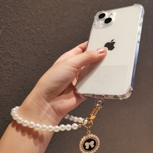 Pendentif <span class=keywords><strong>perle</strong></span> lanière étui de <span class=keywords><strong>téléphone</strong></span> portable accessoires chaîne Transparent fixe carte Clip poignet Niche tempérament féminin - Product Image 3