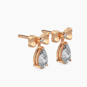 แหวนเพชรทรงลูกแพร์เจียระไนแบบบริลเลียนท์ ประดับเพชรแล็บ 14K ทองคำแท้สีโรสโกลด์ รับรองโดย IGI สี D เหมาะสำหรับงานแต่งงานและงานหมั้น - Product Image 1