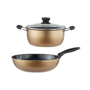 Juego de Ollas de Acero Inoxidable, Regalo Promocional de Utensilios de Cocina, Juego de Tres Piezas, Color Dorado, Antiadherente - Product Image 2