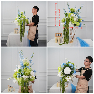 Boule de fleurs rose personnalisée de 50 cm, fausse floraison de roses, pivoines et gypsophiles, pour centres de table décoratifs de mariage et d'événements - Product Image 2