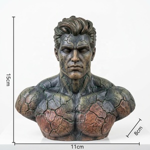 Statua Vintage Greca di Uomo Muscoloso in Resina Effetto Pietra Crepata, Scultura Busto <span class=keywords><strong>Maschile</strong></span> per Decorazione <span class=keywords><strong>Casa</strong></span> e Scrivania - Product Image 2