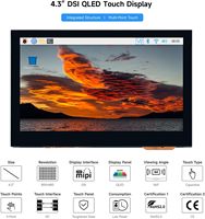 Pantalla QLED AIsmartlink de 4.3 Pulgadas, Compatible con Raspberry Pi 5/4B/3B+/3A+/3B/2B/B+/A+/CM3/3+/4, Interfaz DSI, 800 * 480