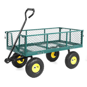Carro de jardín de malla de acero resistente, carro de gran capacidad, carro utilitario, cuatro <span class=keywords><strong>ruedas</strong></span>, mango de lados extraíbles - Product Image 1