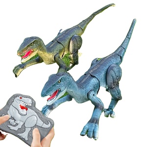Robot dinosaure Vélociraptor 2.4G de simulation marchant avec musique, lumière et fonctions de pulvérisation, modèle animal électrique RC en plastique - Product Image 1