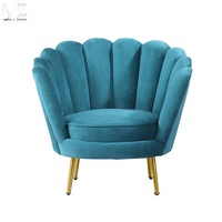 Fauteuil moderne en acier inoxydable doré, forme de fleur verte, fauteuil d'appoint, club, velours, salon, accent, canapé individuel