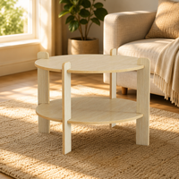 Étagère de table double moderne en bois robuste et résistante aux intempéries LONGRIVER, directement de l'usine, multifonctionnelle et écologique pour l'intérieur