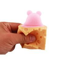 Grosir Kawaii Tricky Lucu Squeeze Cheese Mouse Cup Squeeze Toys TPR Pereda Stres Hewan Mainan Gelisah Licin
