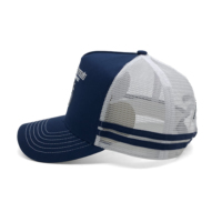 Bas prix en gros personnalisé dos chapeau impression broderie cuir Patch logo 5 panneau maille Snapback casquette logo blanc camionneur chapeau