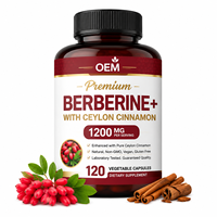Capsules d'Berberine OEM 1200 mg avec Cannelle de Ceylan Pure, Végétaliennes, Sans OGM, Sans Gluten, Complément Alimentaire Herbal pour le Bien-être Corporel