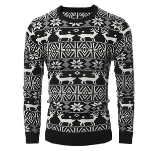 Pulls épais à tricoter de taille européenne pour hommes, motif de flocon de neige de Noël et de renne, pour l'hiver à manches longues, vente en gros - Product Image 4