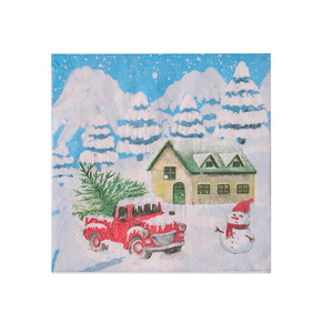 Christmas Printed Paper Napkins 330mm Square Food Grade Disposable Holiday Table Tissues - Product Image 5