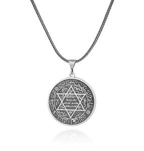 Vente en gros de collier pour hommes Sceau de Salomon Nouveau design en acier inoxydable 316L Pendentif <span class=keywords><strong>King</strong></span> <span class=keywords><strong>Solomon</strong></span> Talisman Collier à médaillon fait main - Product Image 4