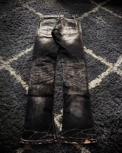 Jeans en Denim Délavé <span class=keywords><strong>Vintage</strong></span> pour Homme Personnalisé, Coupe Droite Ample Style Urbain, Effet Usé et Moustaches Déchirées, Vêtements OEM/ODM - Product Image 2