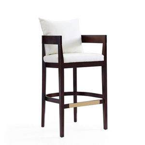Fábrica al por mayor Moderno marco de madera maciza tela cojín <span class=keywords><strong>bar</strong></span> taburete cafetería <span class=keywords><strong>bar</strong></span> silla sólida Mostrador de madera taburete silla alta - Product Image 4