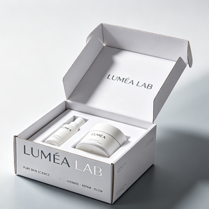 Boîte d'expédition auto-scellante personnalisée, doublure en carton ondulé blanc, emballage de luxe pour cosmétiques et soins de la peau, finition mate/brillante - Product Image 2