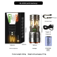 Lampe torche Raylights G580 pour extérieur, étanche IP65, lumière puissante, longue portée, type C, ultra-lumineuse, multifonction, grande capacité
