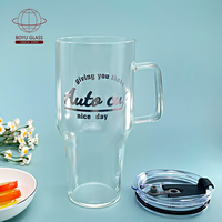 Mug en verre borosilicate réutilisable de 32 oz/1000 ml, avec poignée, sans BPA, compatible lave-vaisselle et micro-ondes, style classique pour un usage domestique