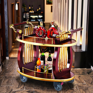 Chariot mobile à 2 niveaux pour boissons alcoolisées et vin Support de rangement pour bar roulant pour hôtels et restaurants - Product Image 3