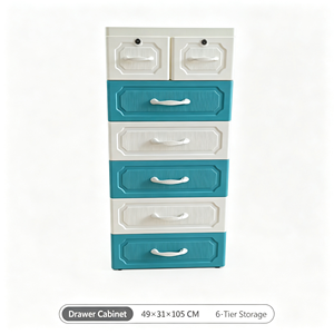 Meuble de rangement à <span class=keywords><strong>6</strong></span> <span class=keywords><strong>tiroirs</strong></span> en <span class=keywords><strong>plastique</strong></span> 49x31x105CM, commode colorée pour enfants, organisateur de rangement intelligent pour la maison avec serrure - Product Image 1