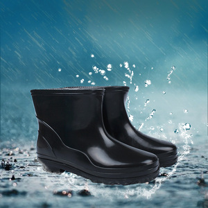 Botas de lluvia para hombre, negras, gruesas, de tacón bajo, antideslizantes, resistentes al desgaste y al aceite, para minería y trabajo en el jardín. - Product Image 1