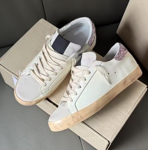 Retro distressed sneakers genuine leather casual shoes with <b>glittery</b> heels and durable soles low-<b>top</b> women's athletic shoes - Product Image 5