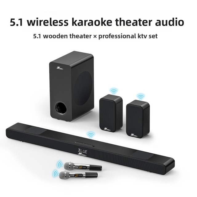 HiFi Wireless Wood Subwoofer with 5.1 Channels 6 Speakers for 5.0 for Home Theater Karaoke TV Audio System
