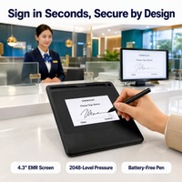 Tablette de signature numérique USB sans batterie de 4,3 pouces 2540LPI ABS pour ordinateur portable de bureau