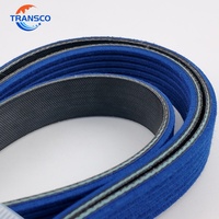 Courroie trapézoïdale en tissu bleu à haute friction, courroie de transmission nervurée colorée, courroie PK enveloppée pour machine d'impression