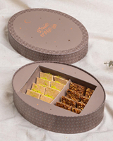 Caja de Regalo de Lujo Personalizada para Ramadán, Caja Ovalada para Frutos Secos, Dátiles, Postres, Pasteles, Dulces, Barras de Chocolate y Galletas con Separadores