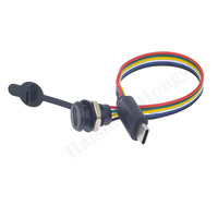 Kabel pengisian daya Jack pria Tipe C perempuan, dudukan Panel berulir 2/4/6 Pin tahan air kustom