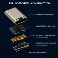 Connecteur USB-C mâle 24 broches à connexion rapide avec carte PCB pour module DIY, câble de transfert de données, batterie externe, adaptateur OTG, électronique DIY