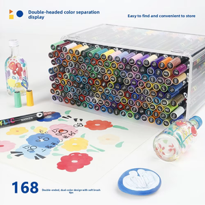 168 Kleuren Acryl Markeringen Dubbelhoofd Zachte Punt Diy Schilderij Pen Set Voor Student Kunst Graffiti Tekenen Whiteboard Benodigdheden - Product Image 3