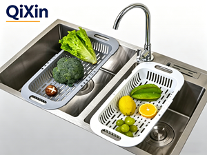 Colador <span class=keywords><strong>Plegable</strong></span> Ajustable QiXin QX-C410 de Plástico de Grado Alimenticio con Ganchos Ajustables, Fabricado en China (OEM) - Product Image 2