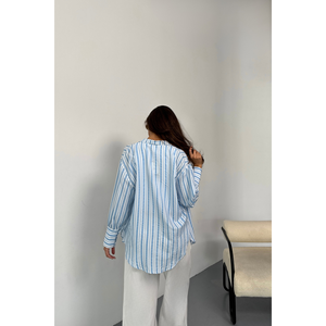Blusa a Rayas Azul para Mujer - Product Image 5