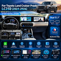 MOOKAKA Layar Sentuh QLED Ganda 12,3 Inci Android 15 untuk Toyota Land Cruiser Prado 2024-2026 Radio GPS Carplay Pemutar Video Mobil