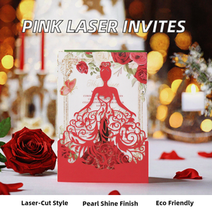 Cartes d'invitation numériques imprimées avec découpe de papier ajourée, carte d'invitation de mariage personnalisée - Product Image 1