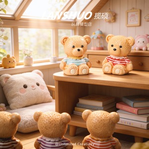 ตุ๊กตาหมีจิ๋ว Lanshuo ขนาด 1:12 ทำจากเรซิ่นพลาสติก สำหรับตกแต่งชุดเครื่องประดับ DIY และของตกแต่งโต๊ะ - Product Image 4