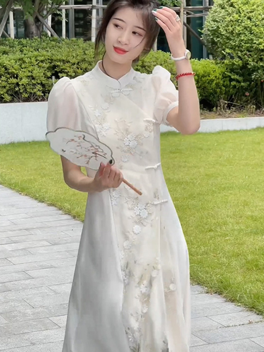 Shop Our Factory White Long Dress - Elegant Qipao Style