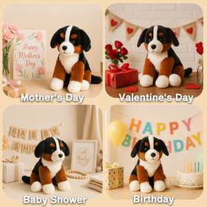 Gerçekçi Özel Simülasyon Bernese Dağ Köpeği Peluş Oyuncak Toptan Satış Yumuşak Kulaklı Sarılabilen Sevimli Hayvan Bebek - Product Image 4