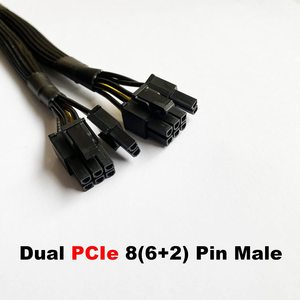 Vrouwelijke Dubbele 8(6 + 2) Pin Pci Express Gevlochten Mouw Splitter Voedingskabel Voor Gpus-Hoge Kwaliteit Pvc Koper Aangepaste Lengte Kleur - Product Image 4