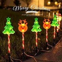 Lampes solaires LED cinq-en-un pour Noël, décoratives, étanches, en forme de pentagramme et de flocon de neige, pour l'aménagement paysager extérieur